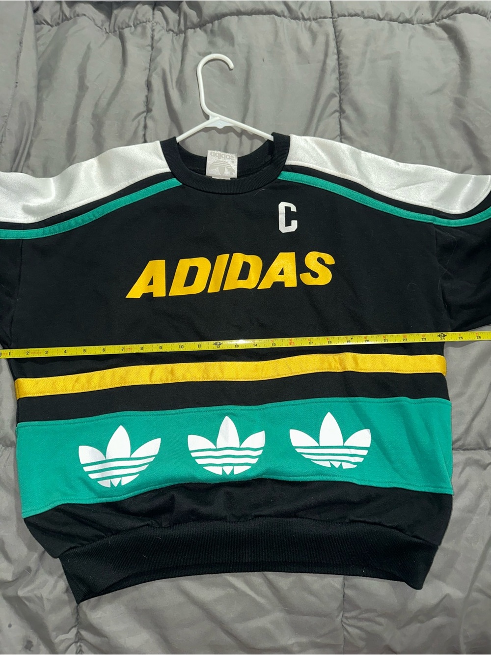 Vintage Adidas Black, Teal & Yellow Crewneck Pullover